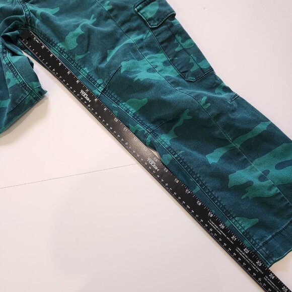 Anthropologie Austen High Rise Cargo Crop Pant Womens 30 Green Camo Canvas - Picture 6 of 12
